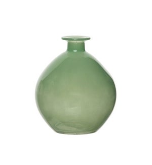 Glass Green Rounded Bud Vase