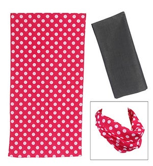 Red and White Polka Dot and Gray Headband/Scarf 4/Set