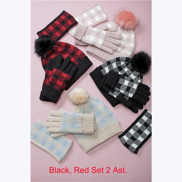 buffalo plaid hat and gloves