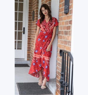 Red Floral Wrap Dress, 2 S/M, 2 L/XL, 2 XXL