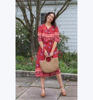 Red Floral Midi Dress, 2 S/M, 2 L/XL, 2 XXL