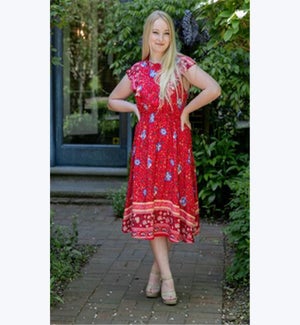 Red Floral A-Line Dress, 2 S/M, 2 L/XL, 2 XXL