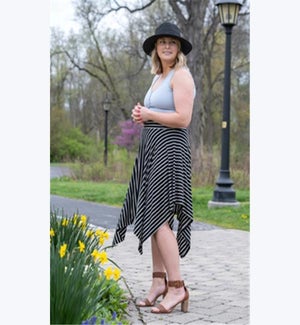 Striped Handkerchief Hem Skirt, 1S, 1M, 1L, 1XL
