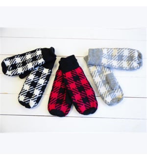 Knit Houndstooth Mittens, 3 ast.