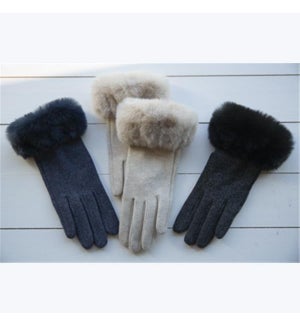 Heathered Fur Gloves, 3 ast.