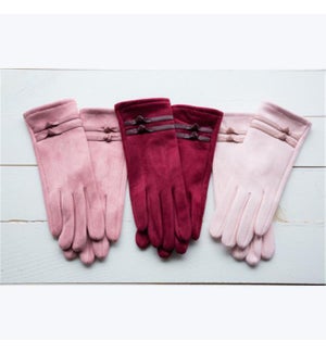 Microsuede Double Knot Gloves, 3 ast.