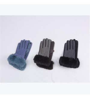 Chevron Fur Gloves, 3 ast.