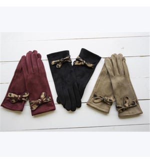 Microsuede Leopard Bow Tie Gloves, 3 ast.