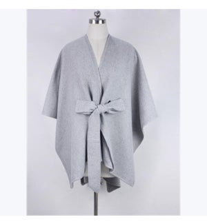 Gray Belted Poncho Wrap