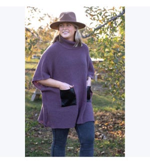 Knit Turtleneck Poncho with Pockets
