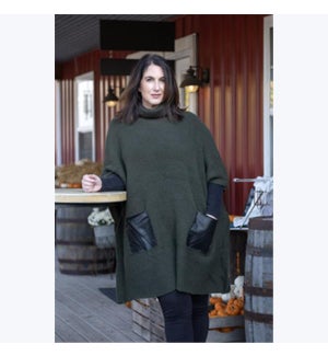Knit Turtleneck Poncho with Pockets
