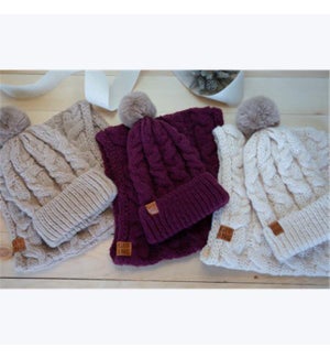 Knit Hat and Neck Warmer set, 3 ast.