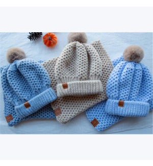 Knit Hat and Neck Warmer set, 3 ast.
