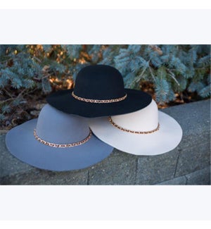 Floppy Hat with Chain Band, 3 ast.