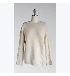 Oversized Cable Knit Sweater, 1S/M,1L/XL