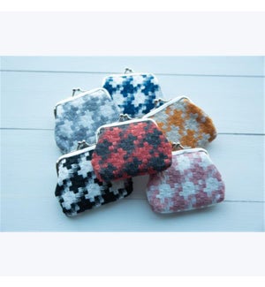 Houndstooth Coin Purse, 6 ast.