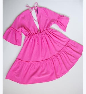 Pink Ruffle Mini Dress, 1S, 1M, 1L, 1XL