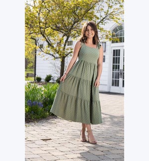 Fern Swiss Dot Tiered Midi Dress, 1S, 1M, 1L, 1XL