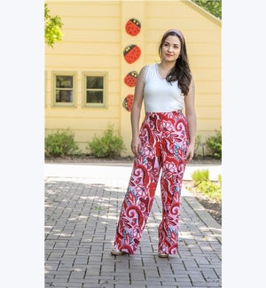 Red/Pink High Waisted Pleated Pants, 1S, 1M, 1L, 1XL