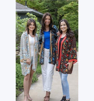 Boho Border Print Kimono 3 Ast