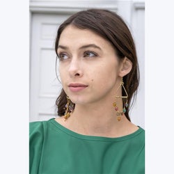 Kantha Drop Triangle Earrings