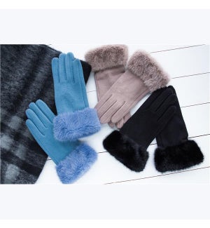 Fur Cuff Glove, 3 Ast