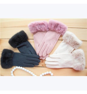 Fur Cuff Glove, 3 Ast