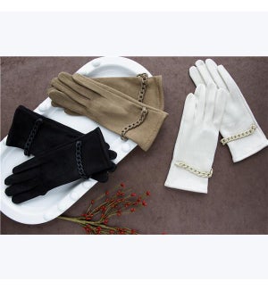 Microsuede Chain Gloves, 3 Ast