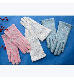 Embroidered Floral Gloves, 3 Ast