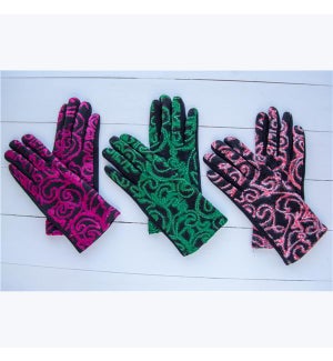 Embroidered Swirl Gloves, 3 Ast