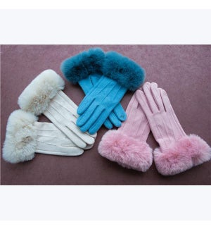 Heathered Glove with Fur Cuff, 3 Ast