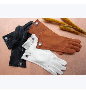 Microsuede Button Tab Gloves, 3 Ast