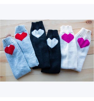 Knit Heart Knee-High Socks, 3 Ast