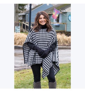 Knit Houndstooth Poncho