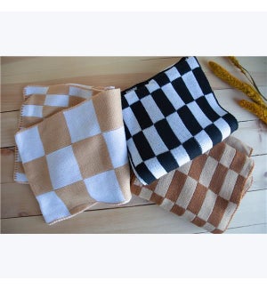 Checkerboard Knit Scarf, 3 Ast
