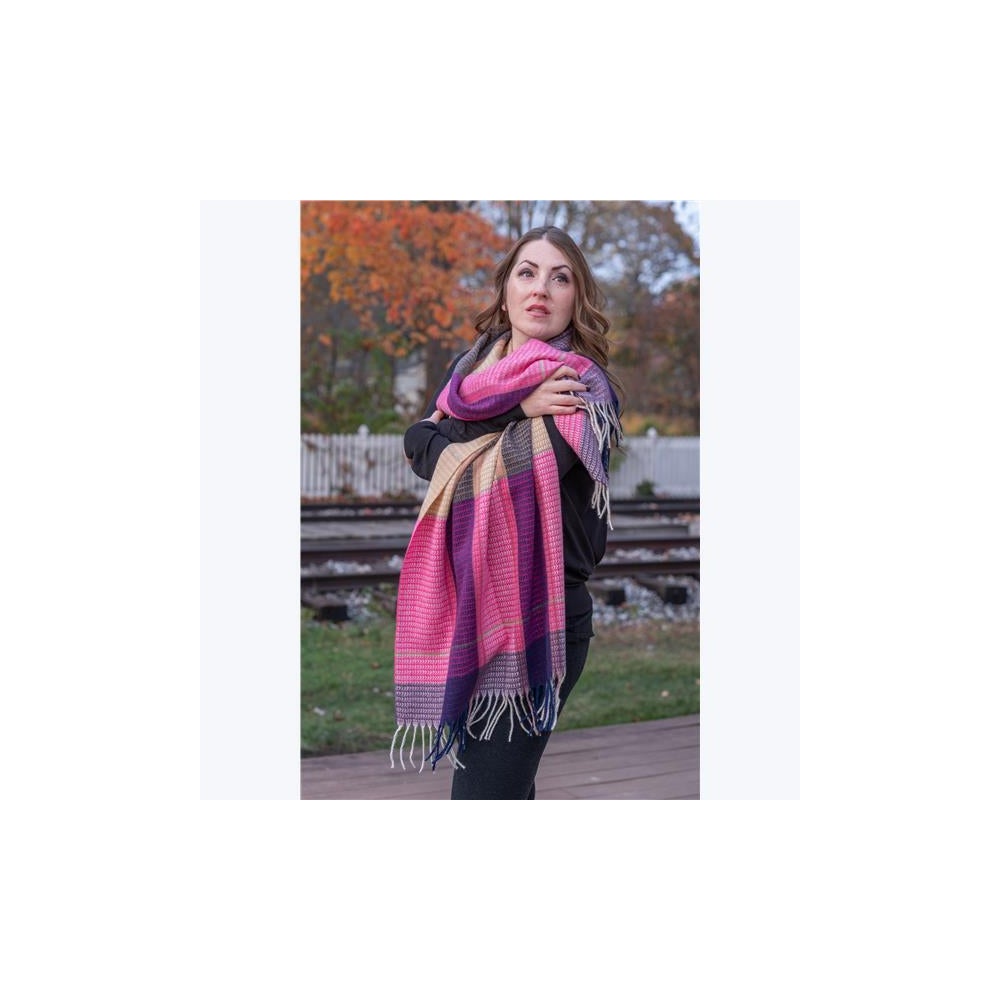 Color Block Fringed Scarf, 3 Ast