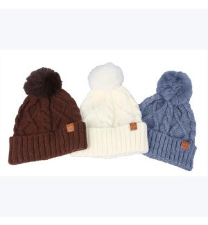 The Giving Project Cable Knit Pom Pom Hat, 3 Ast