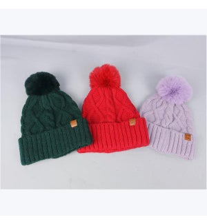 The Giving Project Cable Knit Pom Pom Hat, 3 Ast