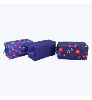 Blue Florals Cube Pouch, 3 Ast