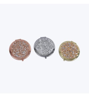 Bejeweled Compact Mirror, 3 Ast