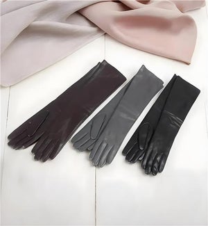 Vegan Leather Long Gloves, 3 ast.