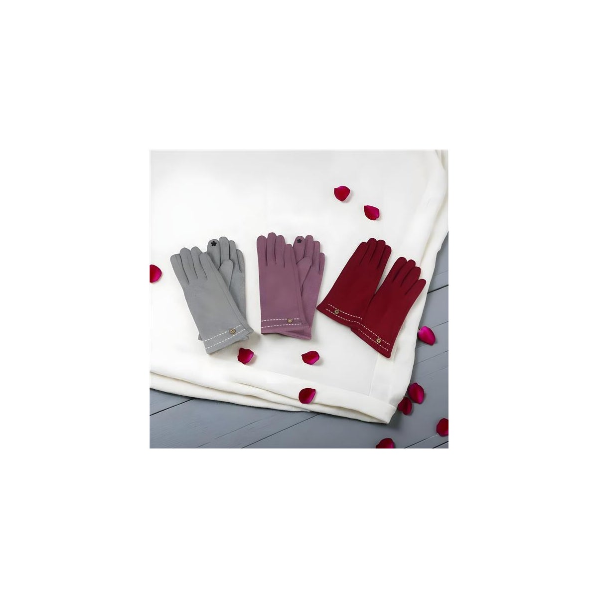 Button Stitch Gloves 3 Ast