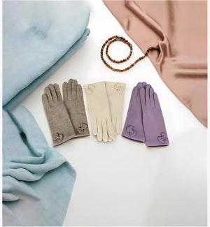 Textured Gloves with Bow, 3 ast.