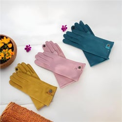 Microsuede Button Tab Gloves 3 Ast