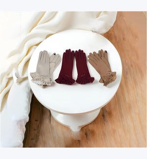 Pleated Ruffle Cuff Gloves, 3 ast.