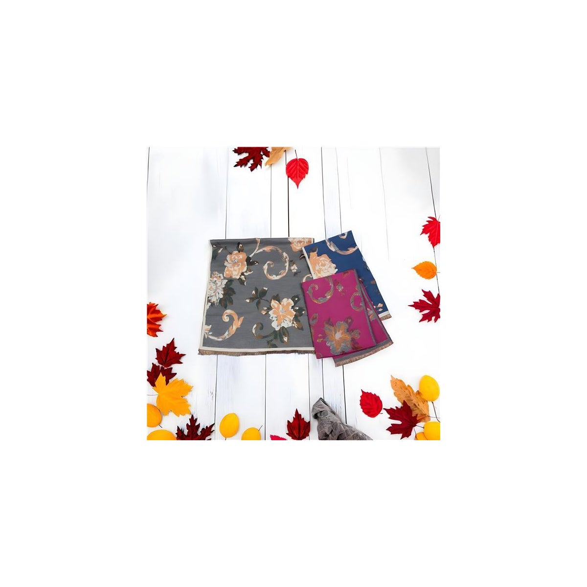 Large Florals Scarf 3 Ast