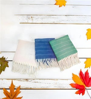 Cozy Striped Scarf with Fringe 3 Ast