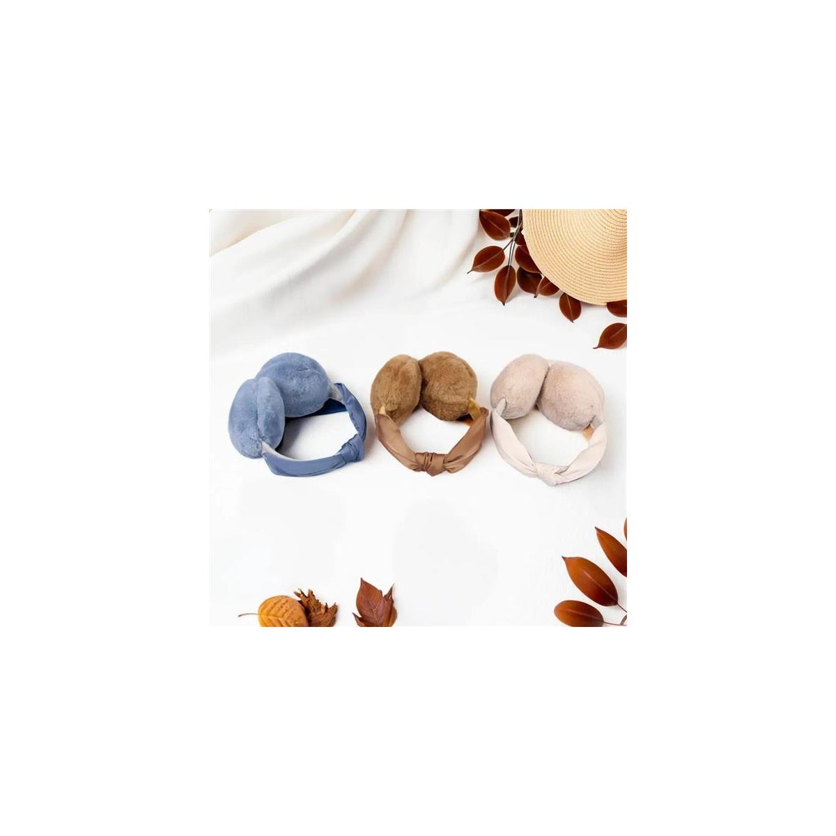 Satin Knotted Headband Earmuffs 3 Ast