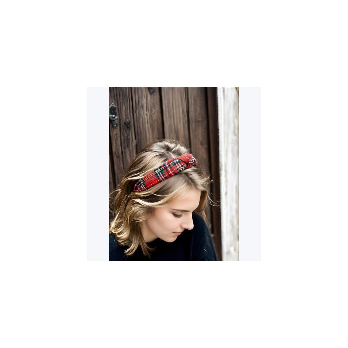 Red Plaid Headband 2 Ast