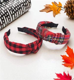 Red Plaid Headband 2 Ast
